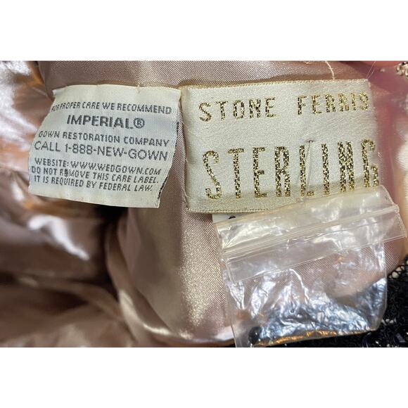 Vintage 90s Ball Gown Beaded Lace Bodice Satin A Line Fit & Flare Black Womens 4 - Picture 9 of 11